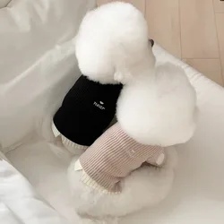 Conjunto de camisa de dos piezas de Pomerania a la moda, ropa cálida de invierno para perros de compañía, chaleco bordado de retazos Yorkshire Terrier