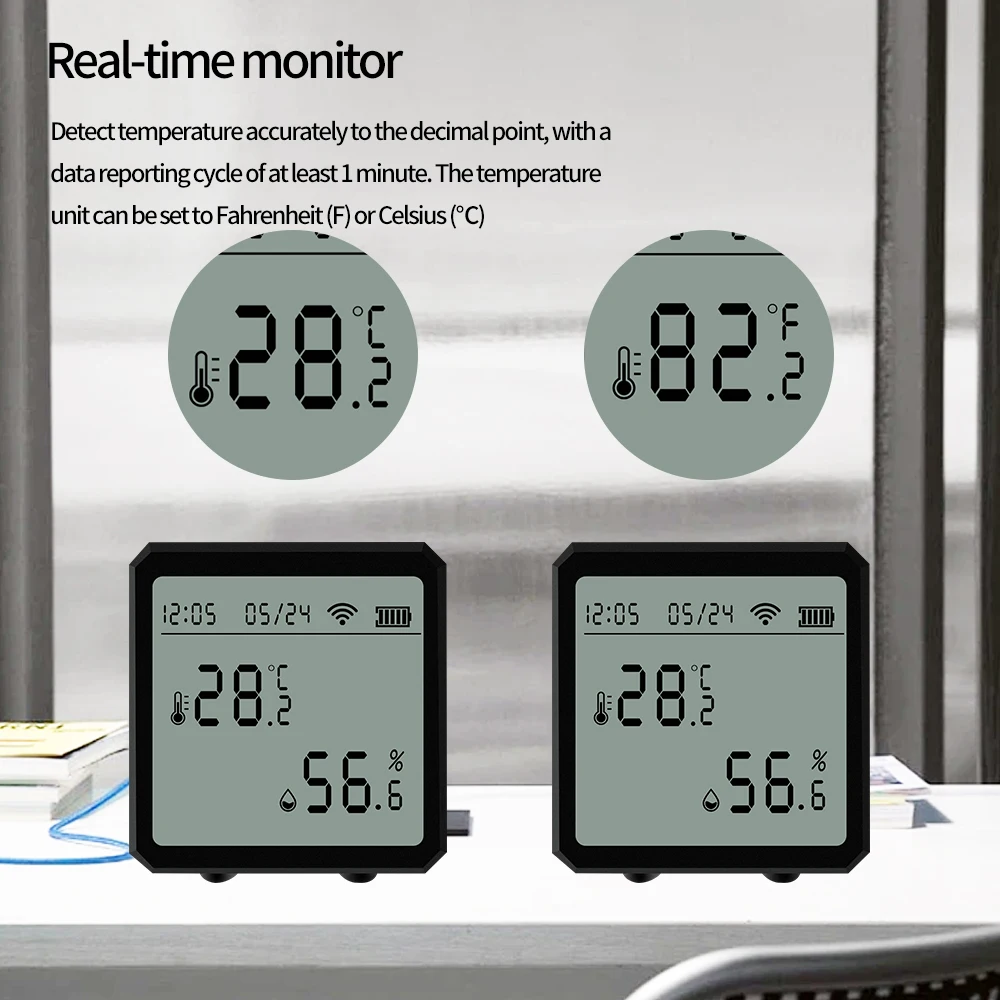 Sensor inteligente de temperatura y humedad con WiFi, pantalla Digital LCD, termómetro interior, Detector de temperatura, higormetro para Alexa y Google - imagen 4