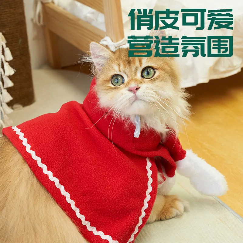 Nueva bufanda navideña para gatos, conjunto de tres piezas, bufanda decorativa, capa para mascotas, ropa, sombrero para gatos - imagen 2