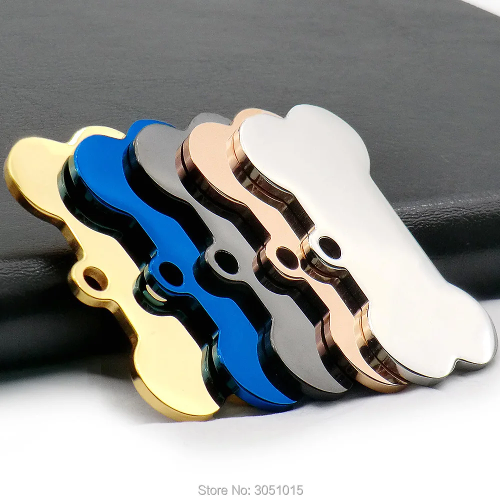 Placa identificativa de acero inoxidable para collar – Forma hueso para perro y gato