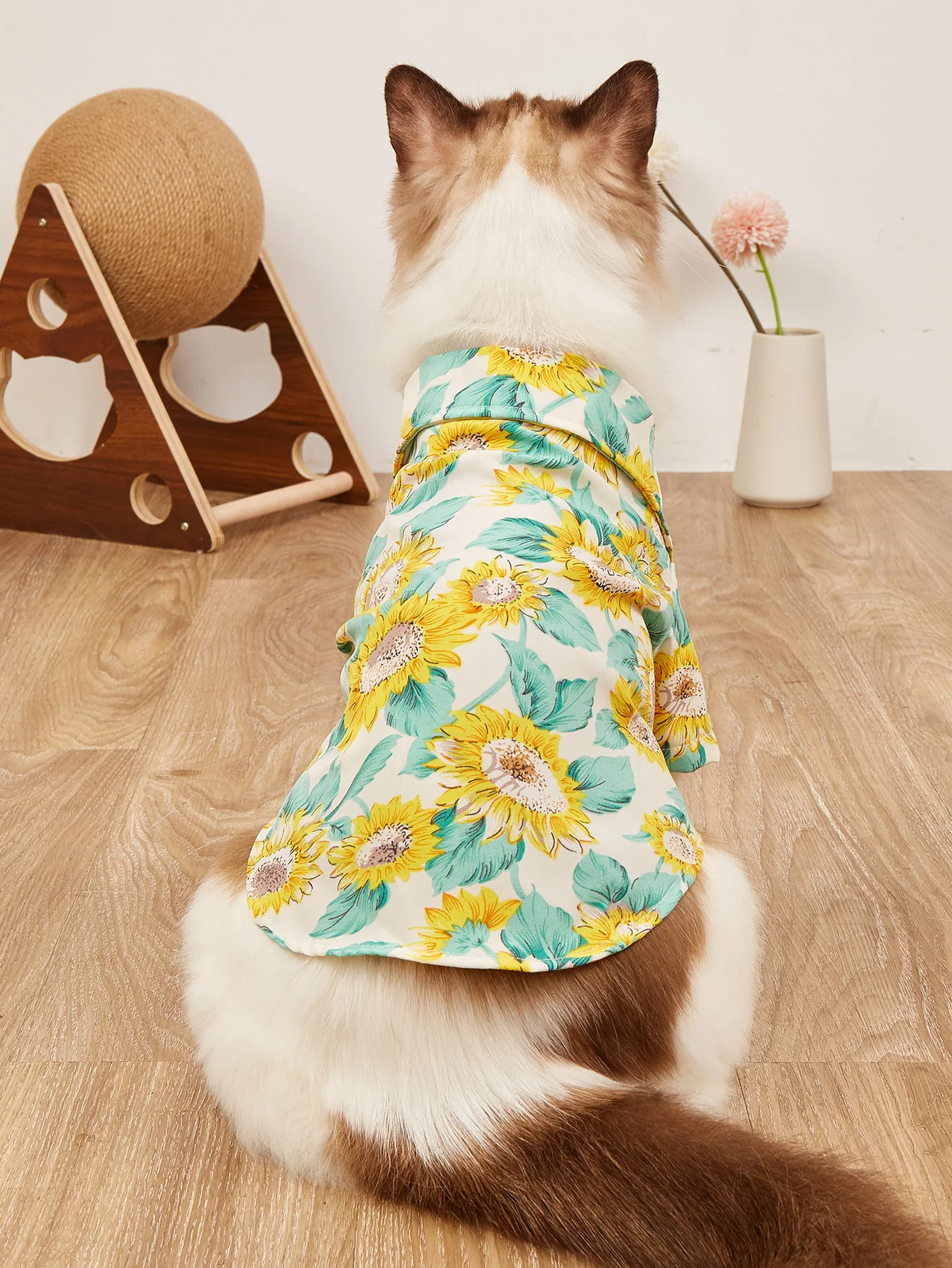 Camisa con estampado de girasol para perros pequeños, disfraz suave para mascotas, ropa Premium para uso diario - imagen 4