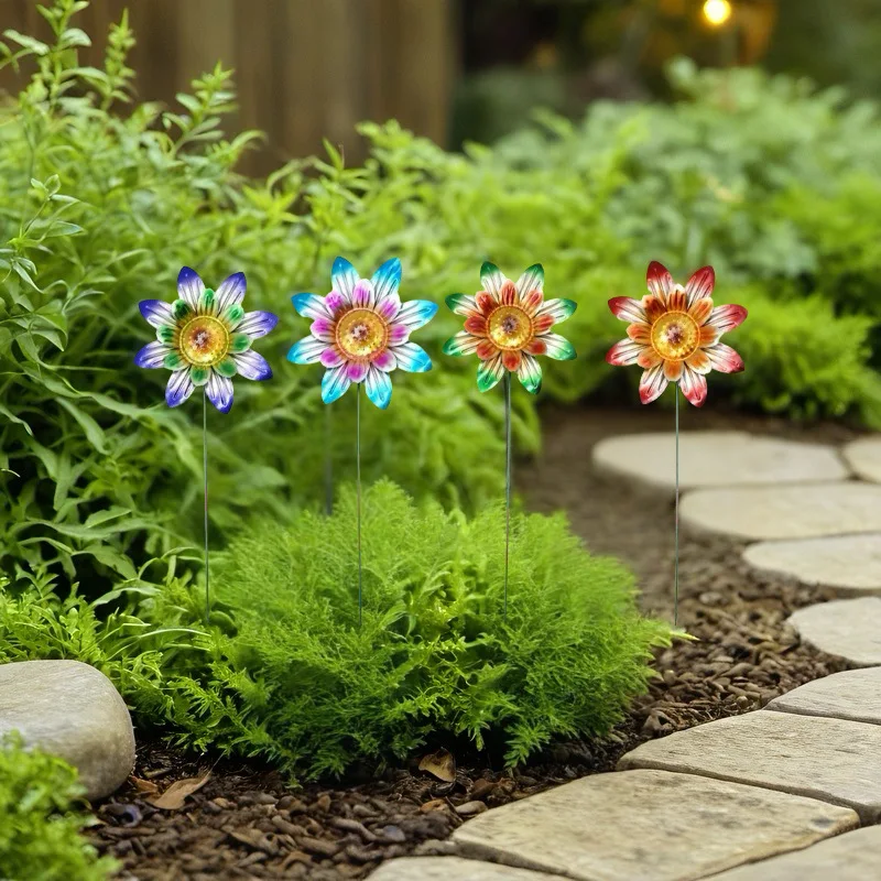 Estaca de jardin en forma de flor, adorno de hierro en 4 colores - imagen 4