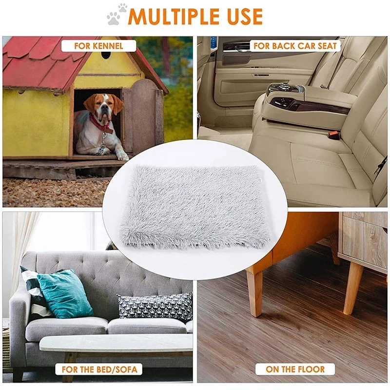 Esteras largas de felpa para gatos, nido suave y lavable para mascotas, cojín cuadrado de lana, estera para cachorros y gatitos, cama para dormir para gatos, traje para perros para invierno - imagen 5