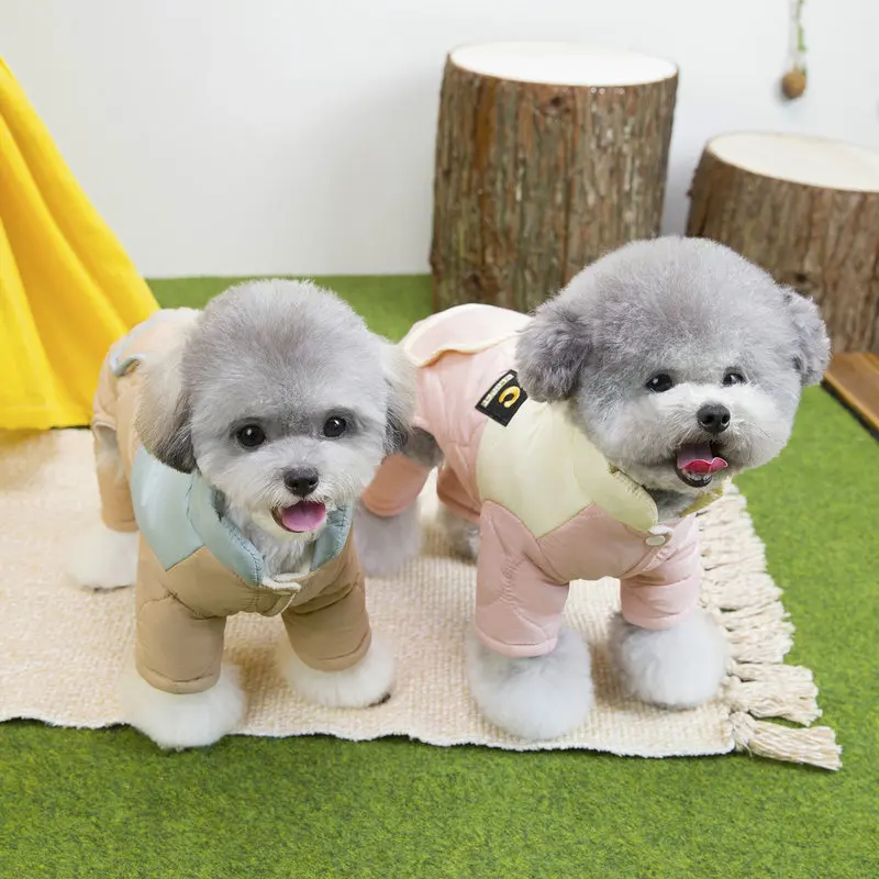 Otoño e Invierno, pantalones cálidos de cuatro patas para mascotas, mono de cuatro patas de peluche, abrigo para perros, ropa para cachorros, ropa para perros pequeños - imagen 2