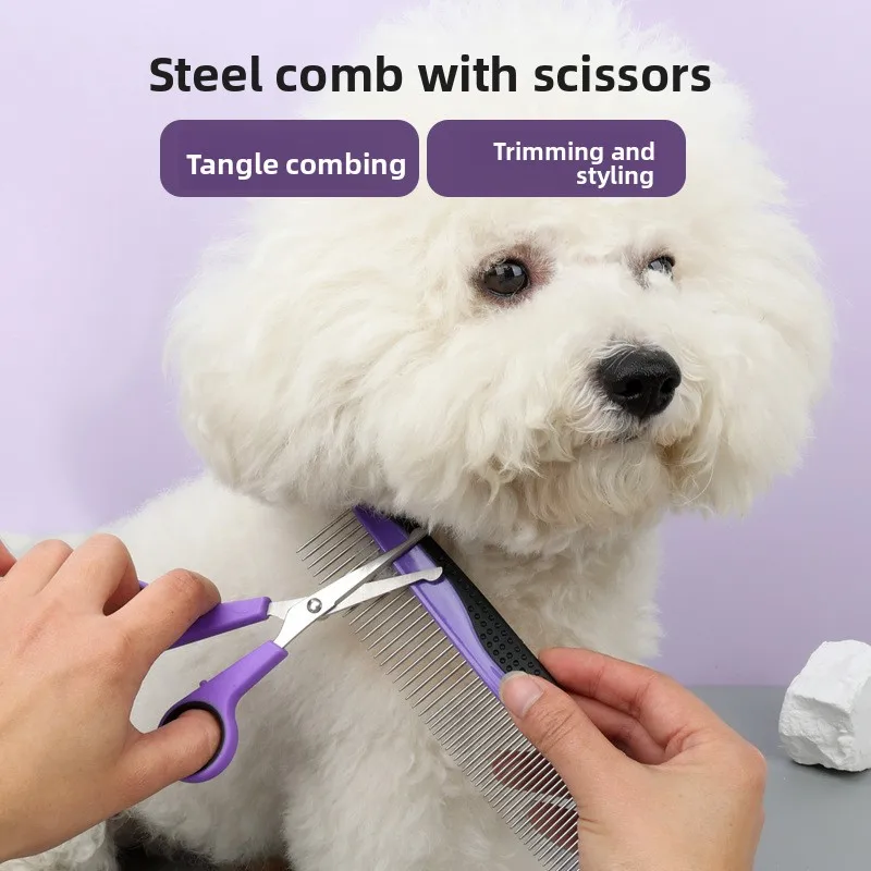 Peine para mascotas, limpieza de belleza, juego de 9 piezas, tijeras para perros y gatos, peines de aguja, cortaúñas, peines, guantes, suministros de limpieza para mascotas, accesorios - imagen 3