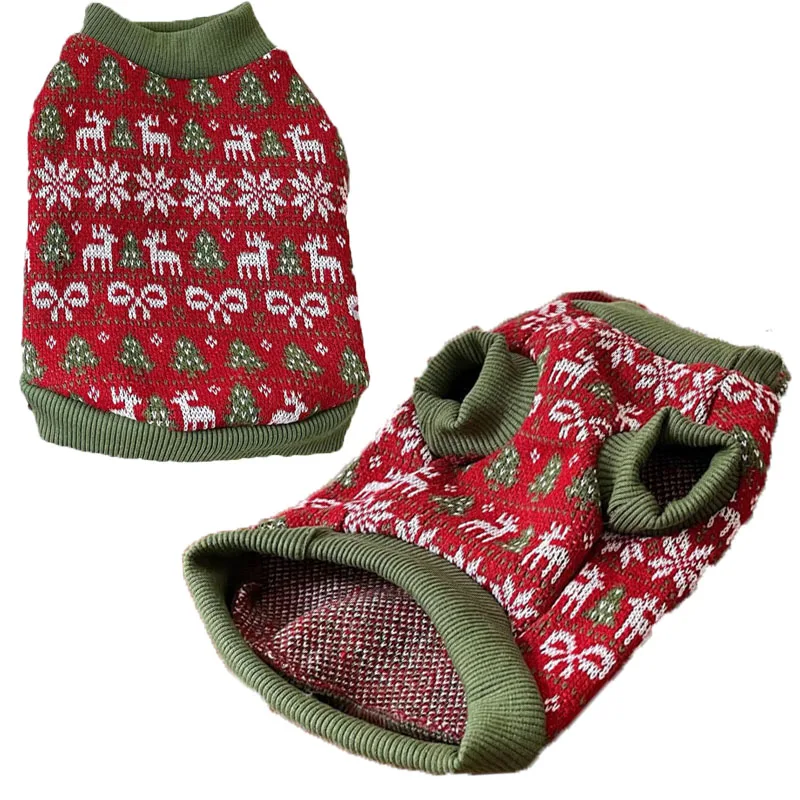 Jersey cálido para perros, suéter de invierno, ropa de punto navideña, ropa de manga corta para mascotas para perros pequeños, ropa tejida para cachorros Chiwawa