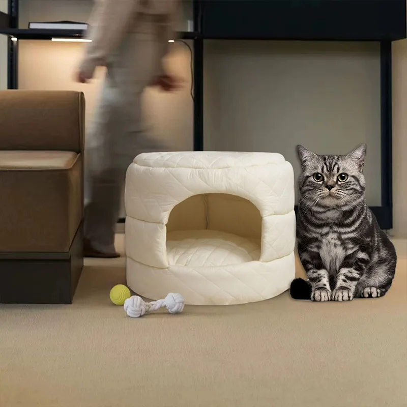 Cama plegable cálida para gatos – Casa cómoda de lujo invierno - imagen 5