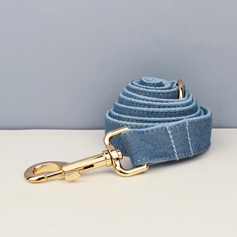 Conjunto de arnés y lazo para perro, Collar de algodón suave con logotipo de diseño personalizado, azul, accesorios para mascotas, alta calidad - imagen 5