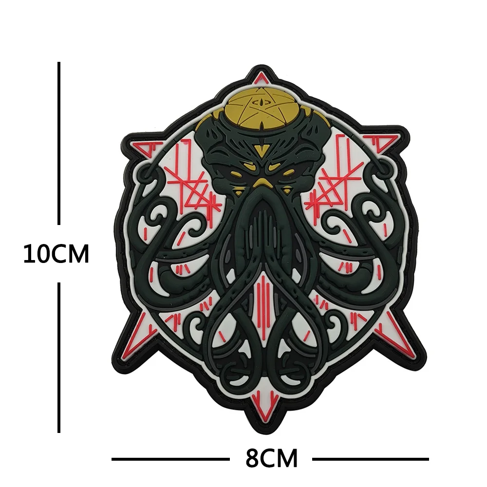 Cthulhu-Parche de PVC del despertar, pegatina de insignia de brazalete, adorno decorativo, parches de goma con gancho para fanáticos del juego táctico - imagen 4