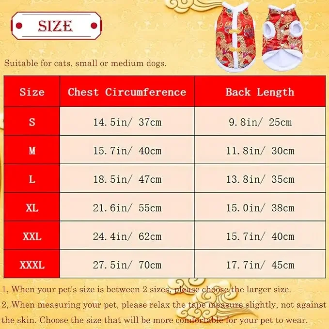 Traje de bata de dragón para perro de Año Nuevo, ropa de invierno para mascotas de la dinastía Tang, abrigo de Navidad para gatos, Teddy Bichon, perros pequeños y medianos - imagen 2