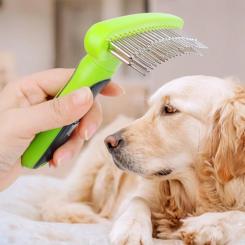 Peine para perros, removedor de pelo para mascotas, cepillo de dientes dobles para perros, cepillo de masaje para gatos, peines de acero inoxidable para el cuidado de perros, productos para mascotas - imagen 2