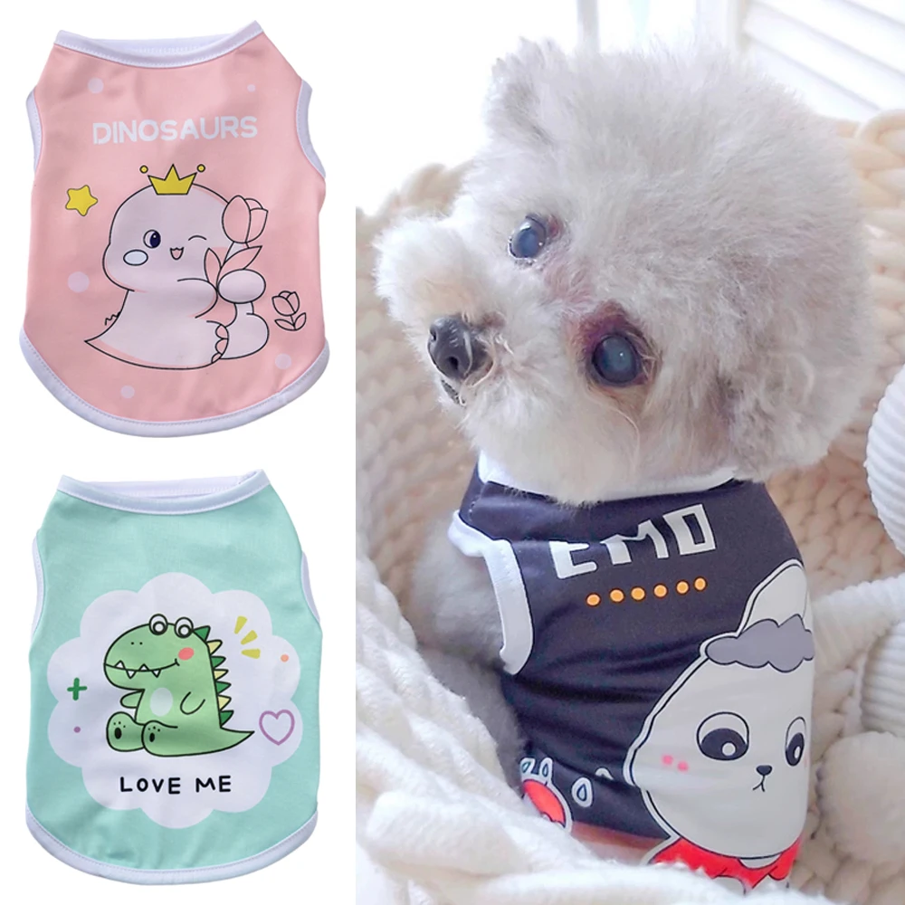 Lindo estampado cachorro perro chaleco camisa Primavera Verano ropa para mascotas para perros pequeños Pomerania caniche gato camisas mascotas ropa