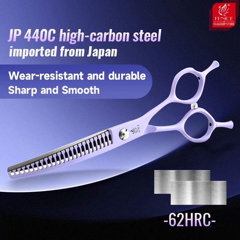 Fenice tijeras de belleza para perros coloridas 6,5/7,0/7,5 pulgadas JP440C tijeras profesionales de acero para el cuidado de perros herramientas de tijeras curvas - imagen 3