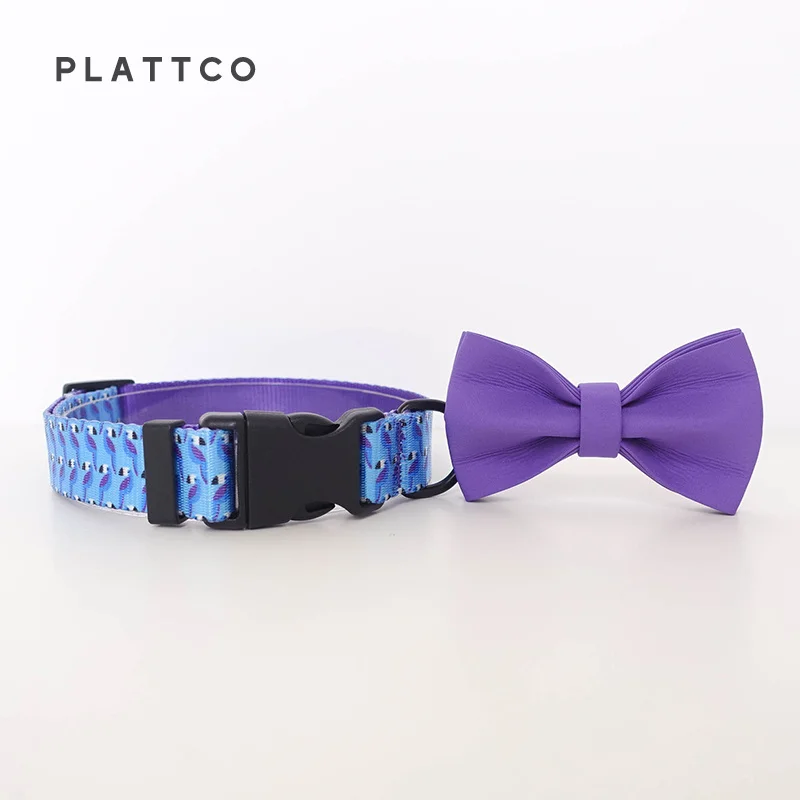 PLATTCO-Juego de correa y pajarita personalizada para mascotas, TOUCAN AZUL para perros pequeños, medianos y grandes, para caminar, todo tipo de perros PDC315 - imagen 3