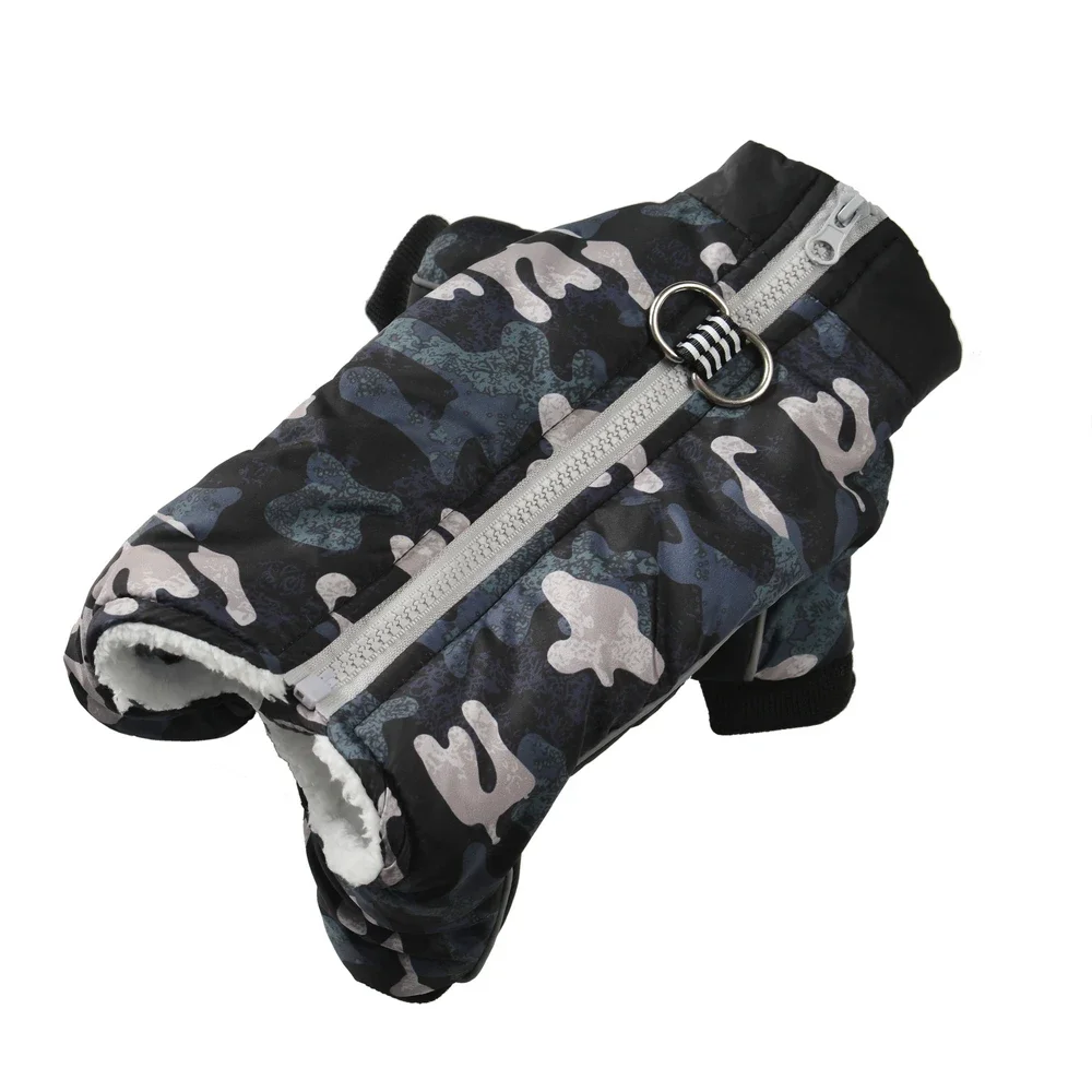 Mono de invierno para perros pequeños y medianos, abrigo polar cálido a prueba de viento para cachorros, ropa con estampado de camuflaje, monos para Chihuahua para mascotas - imagen 3