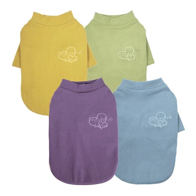 Camiseta azul primavera para perros mid dogs Camiseta elástica de manga larga de punto para cachorro peluche Schnauzer Bichón Pijama de Pomerania - imagen 3