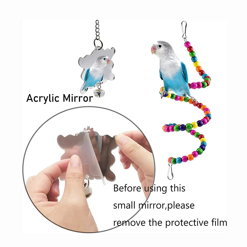 Juego de 7 juguetes de madera para loros – accesorios de jaula - imagen 4