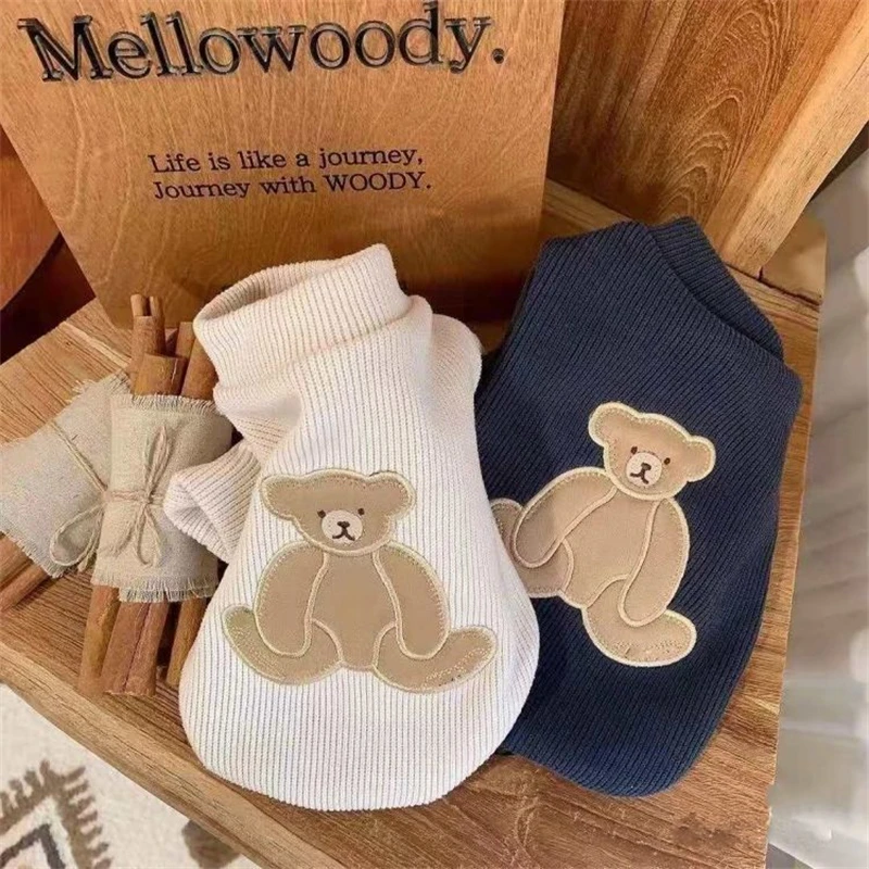 Sudadera con fondo de oso para perros pequeños, ropa de gato transpirable, cálida, clásica, mantiene el calor, ropa de viaje para cachorros, Otoño e Invierno