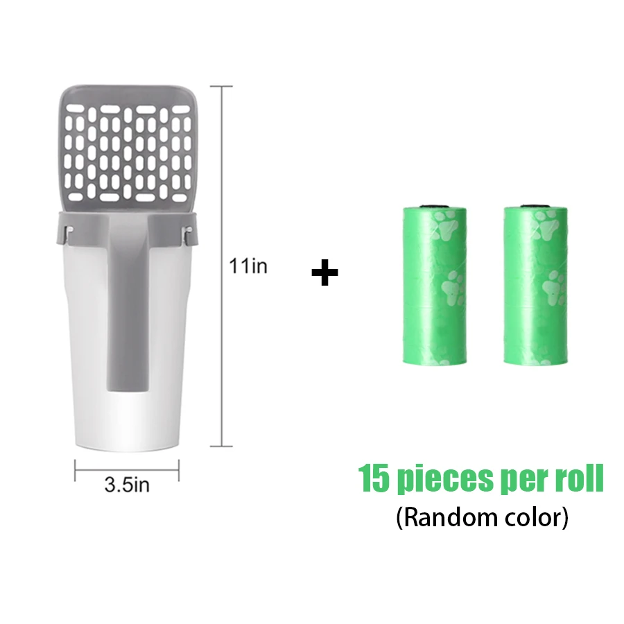 Juego de pala para arena para gatos de una pieza, juego de pala para excrementos para gatos, recogida de inodoro para mascotas, instalación desmontable y portátil - imagen 5