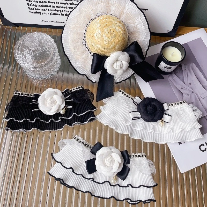 Bufanda plisada para mascotas, pajarita, toalla para babas, bufanda de flores para perros, decoración, pajarita para perros, accesorios para cachorros, accesorios para gatos