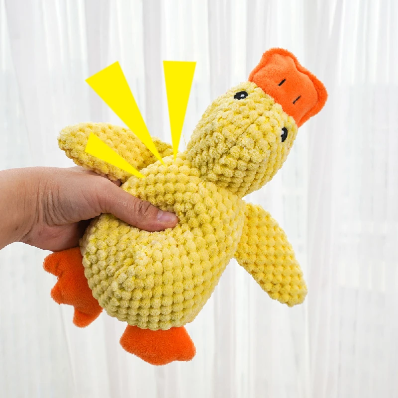 Juguetes de peluche para mascotas, pato amarillo Rush, juguetes para perros, peluche resistente a mordeduras, molienda de dientes, sonido interactivo, productos para mascotas Corgi - imagen 4