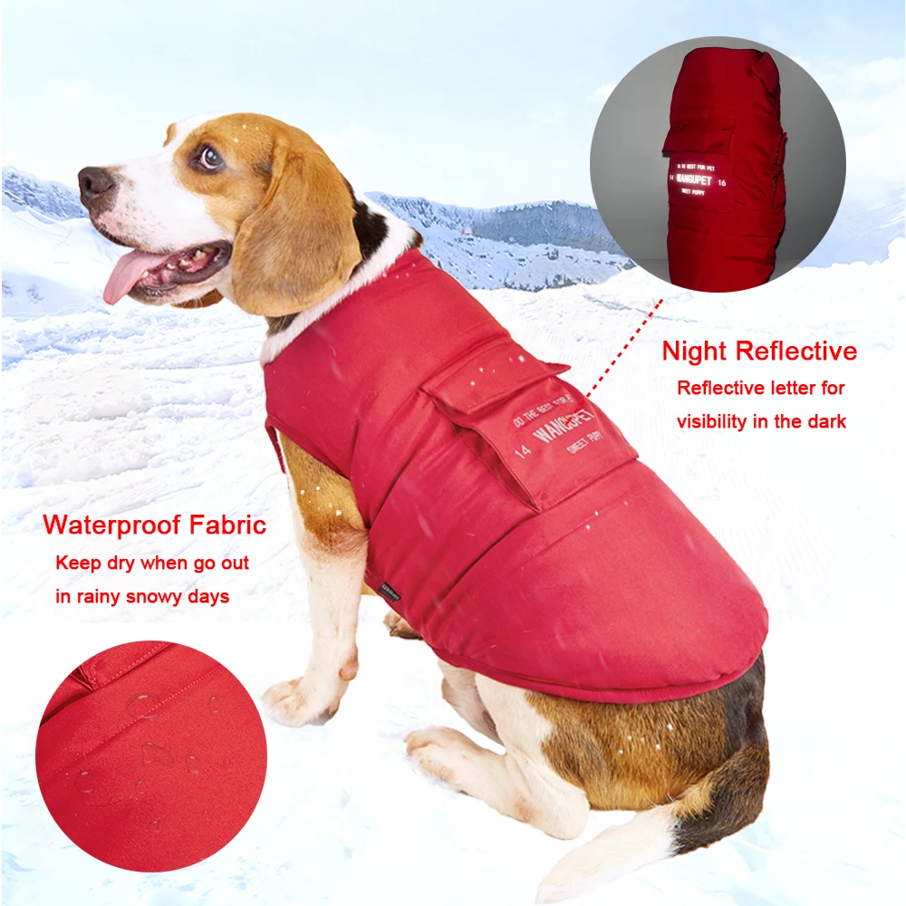 Chaqueta de lana gruesa para perro, chaleco cálido de invierno para interior y exterior, abrigo impermeable para mascotas, Bulldog Francés y Labrador - imagen 5