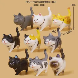 9 unids/set imagen de gato de dibujos animados lindo modelo Animal juguetes habitación adorno de escritorio decoración niños encanto regalos
