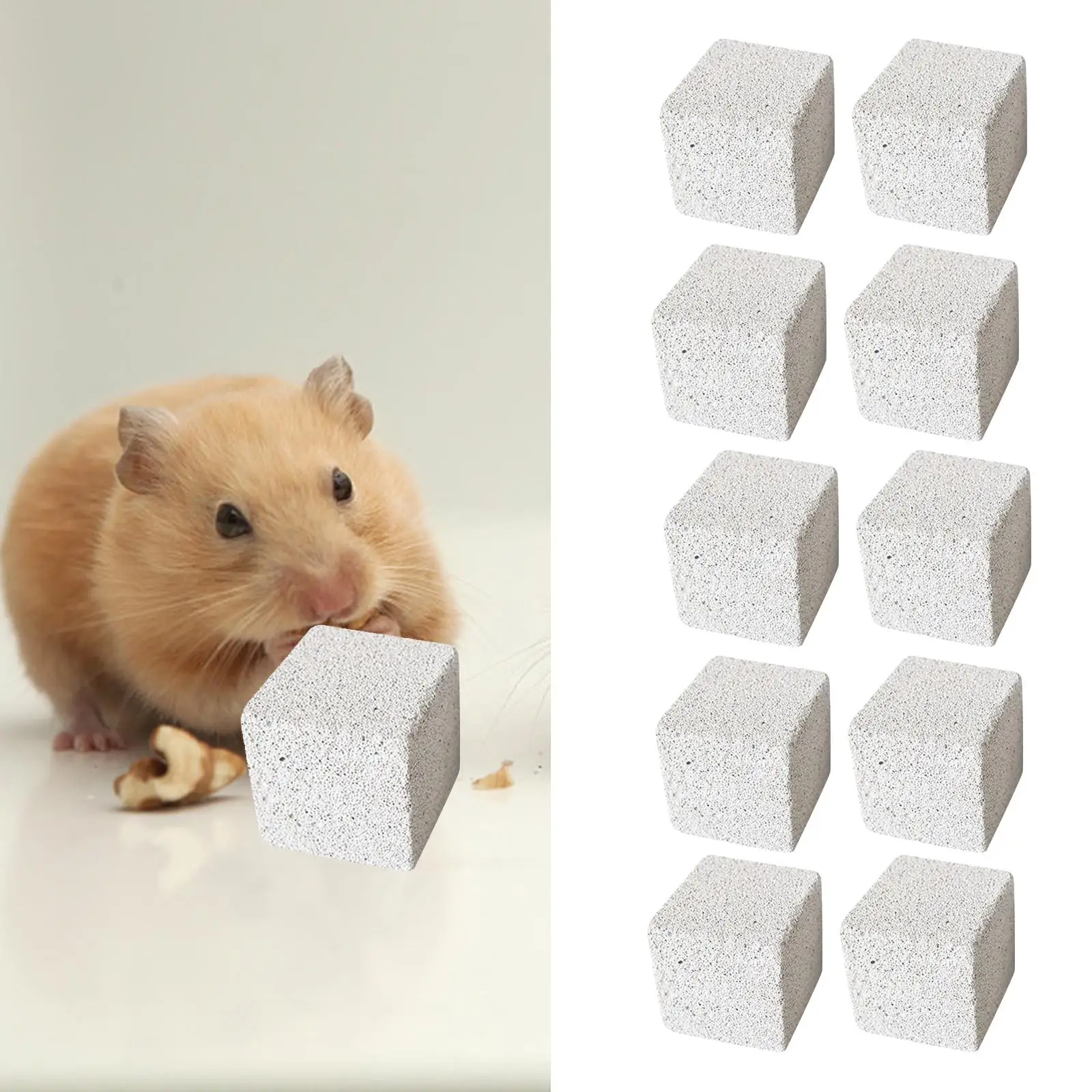 10 Pcs Stone Square Hamster Grinding Supplies Chew Toy, Rodent