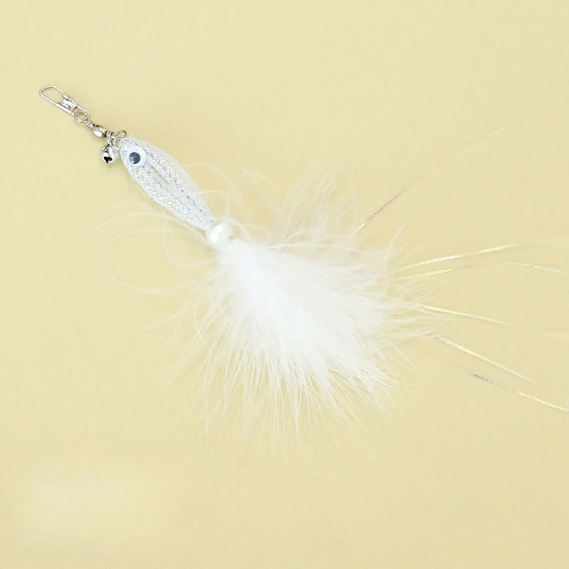 ไม้ล่อแมวสีสุ่ม 3 ชิ้นพร้อมหัวเปลี่ยนปลาเงา, กระดิ่งขนนกของเล่นแมวอุปกรณ์สัตว์เลี้ยง - imagen 4