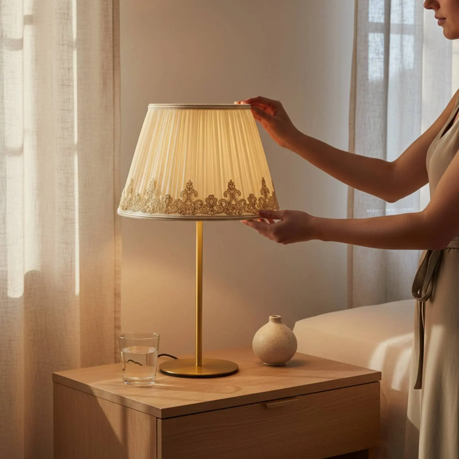 Pantalla de lámpara con luz cálida para mesa – Decorativa y táctil - imagen 2