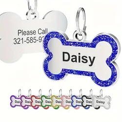 Placa de identificación para perros grabada y personalizable - hueso