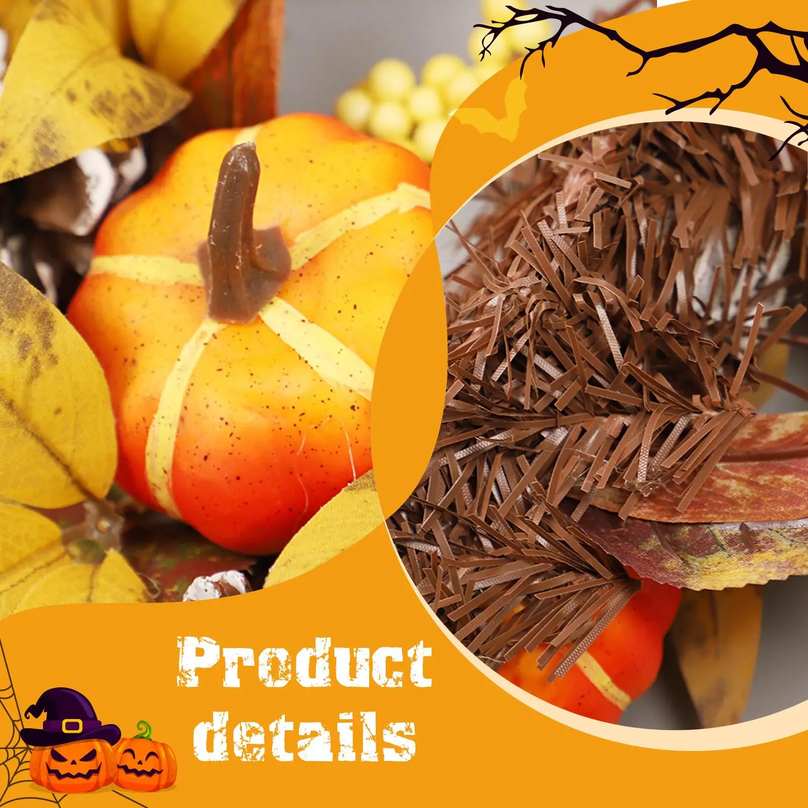 Corona de otoño, decoración de puerta delantera, colgante de pared interior, fiesta de Acción de Gracias, granja, adorno para el hogar al aire libre, guirnalda de porche, corona de otoño