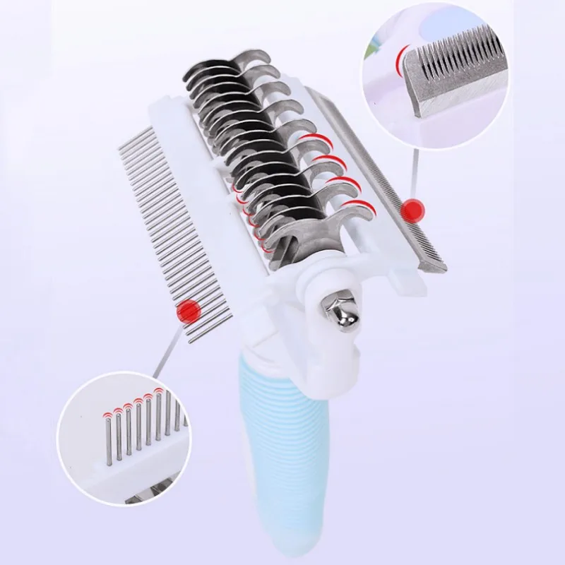 Peine para perros, cuchillo, cepillo para perros 3 en 1, cepillo para el cuidado de perros, removedor de pelo para mascotas, cuchillo multifuncional, peines para limpieza de nudos de pelo de perros