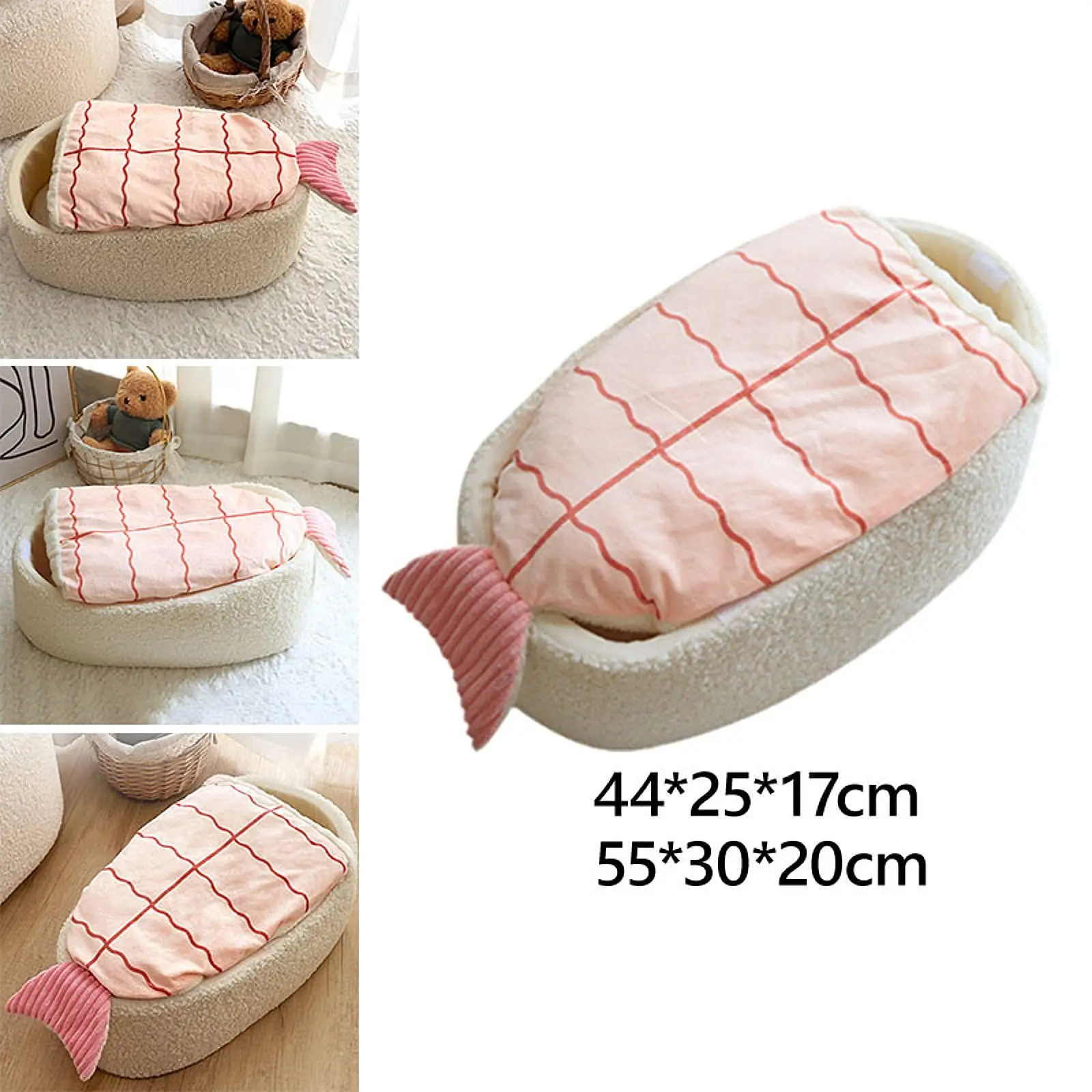Sushi Shaped Cat Bed Cave Cartoon Soft Washable Kitten Bed Cat House for Puppy Small Cats and Breeds Indoor Cats Pet Supplies