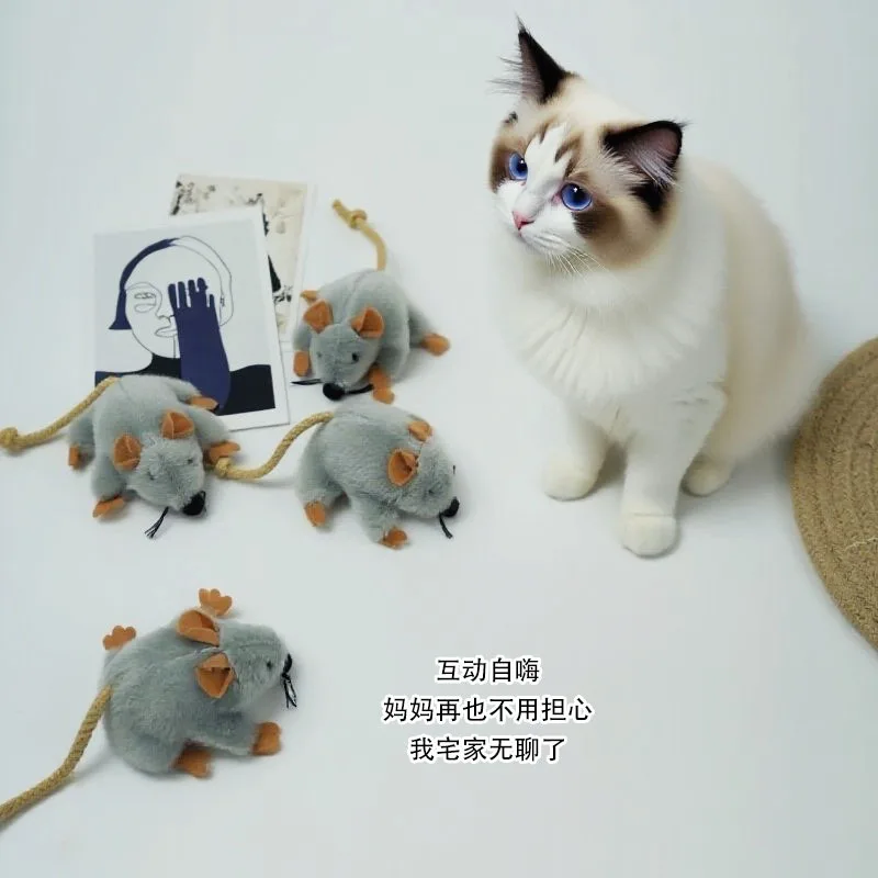 Juguetes interactivos para gatos – Ratones de peluche con catnip - imagen 4