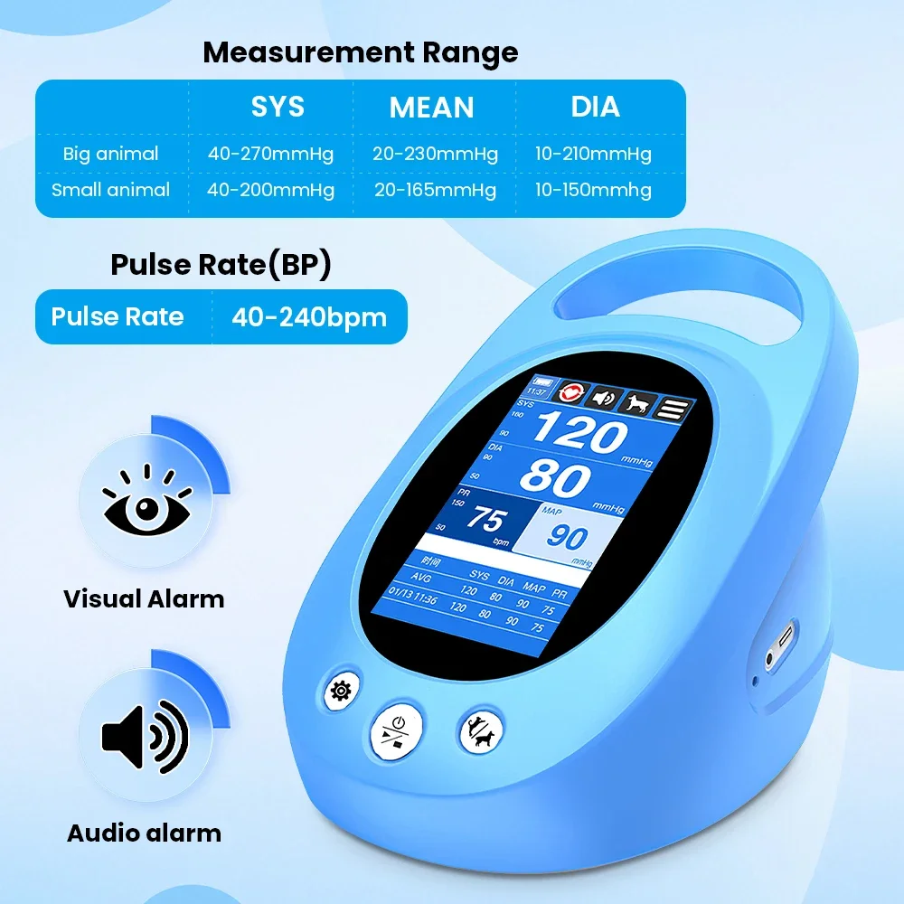 VET800 ICU pantalla táctil profesional Monitor de presión arterial veterinario esfigmomanómetro veterinario para animales de compañía