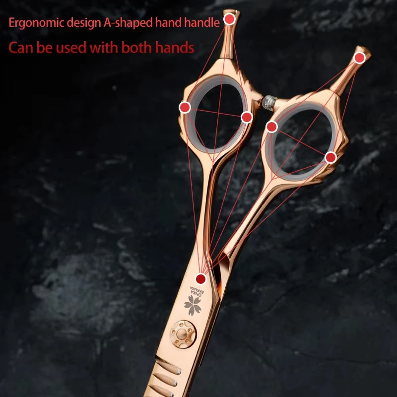 Tijeras rectas de hueso de pescado de oro rosa, 7,5 ", importadas, Material 440, tijeras de recorte especial para Bichón de perros y Mascotas - imagen 3