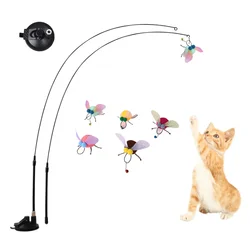 Juguete interactivo con ventosa para gatos – Plumas que simulan insecto