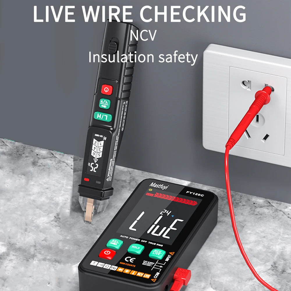 Multímetro Digital con pantalla a Color FY128C/129C 5999 T-RMS, probador profesional de electricista, multímetro de capacitancia de voltaje CC CA - imagen 2