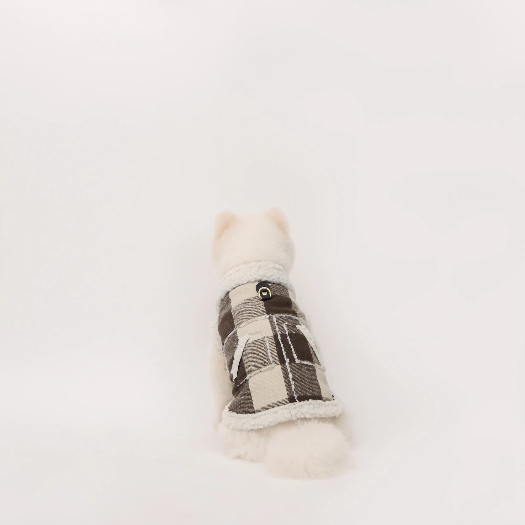 Chaleco abrigo para perros y gatos pequeños – Estampado a cuadros con bolsillo - imagen 2