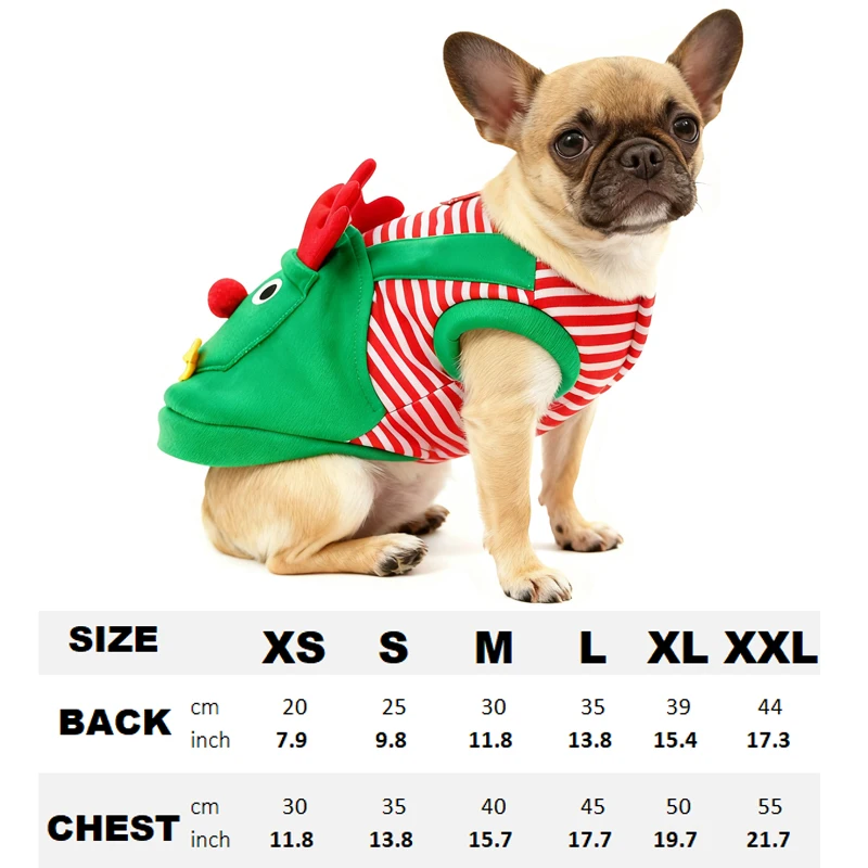 Ropa navideña de invierno para perros, sudaderas con capucha a rayas para perros, mono para cachorros de Reno, abrigo cálido de invierno para perros pequeños y medianos