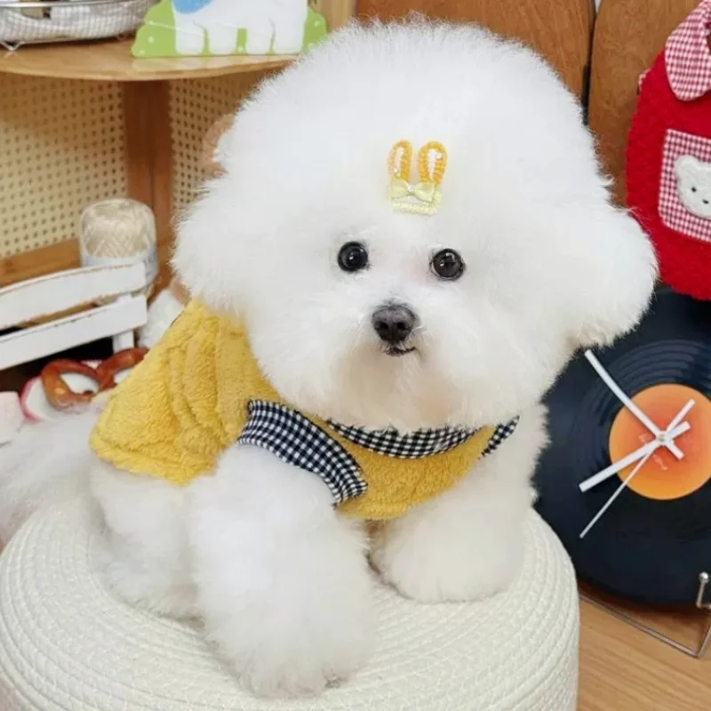 Ropa cálida de invierno para perros, chaleco a cuadros de lujo para perros, Sudadera con capucha, suéter suave bonito para cachorros, jersey con estampado de oso para gatos, chaleco para mascotas, suministros para perros - imagen 3