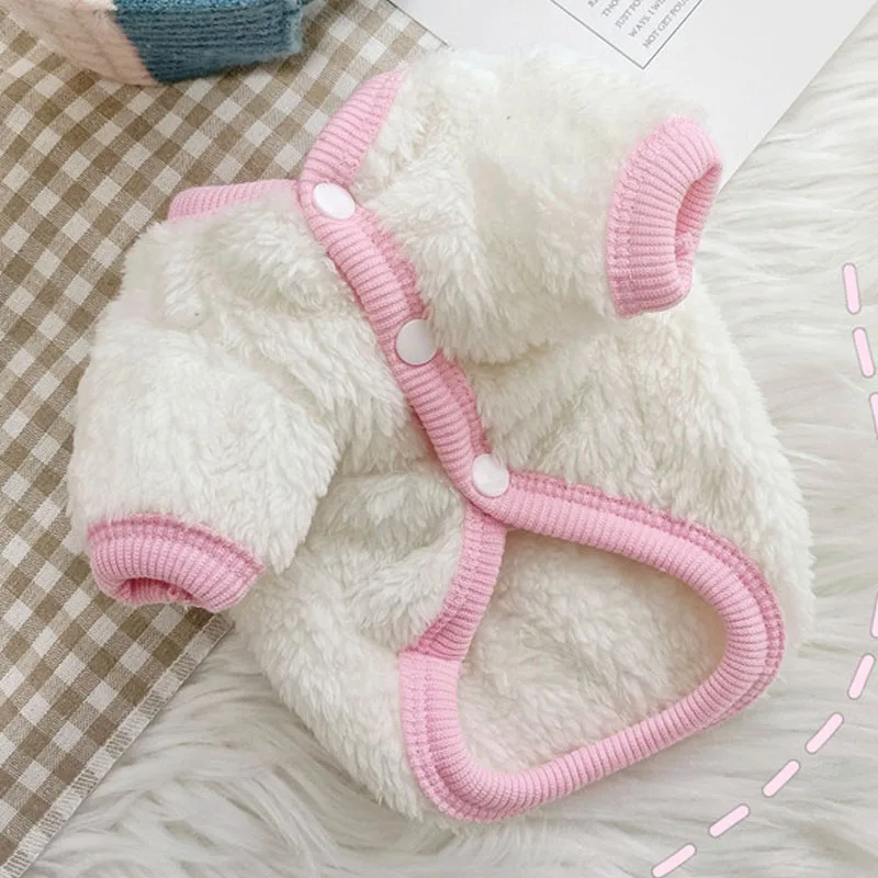 Ropa blanca de lana para perros, abrigo de invierno de manga corta, chaqueta para perros pequeños y medianos, trajes para cachorros Chihuahua Yorkie # 10-18 - imagen 4