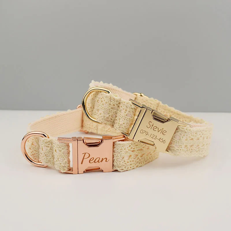 Collar de encaje con grabado gratis, conjunto de correa para perro, Collar para mascota mediana y grande, accesorios de boda para perro, collares para perro femenino - imagen 2