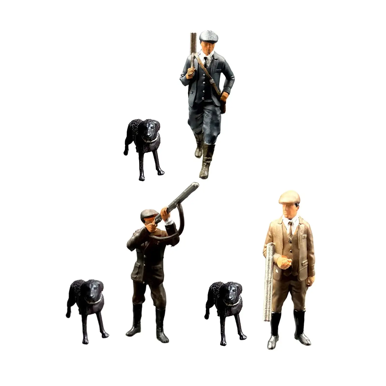 Figura de cazador en miniatura con Dioramas de perro, modelo de buscador, Mini estatuilla arquitectónica para micropaisaje, mesa de arena, escena DIY, 1/64 - imagen 2