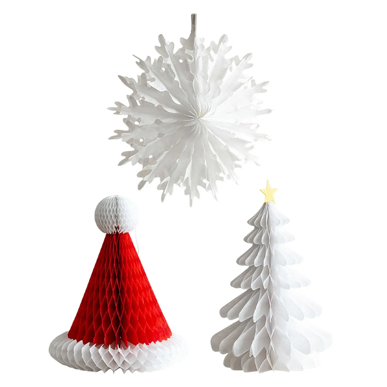 3Pcs Honeycomb Paper Christmas Tree Ornaments Table Centerpiece Modern Collectible Hanging Decorations for Celebration Party 3Pcs Honeycomb Paper Christmas Tree Ornaments Table Centerpiece Modern Collectible Hanging Decorations for Celebration Party