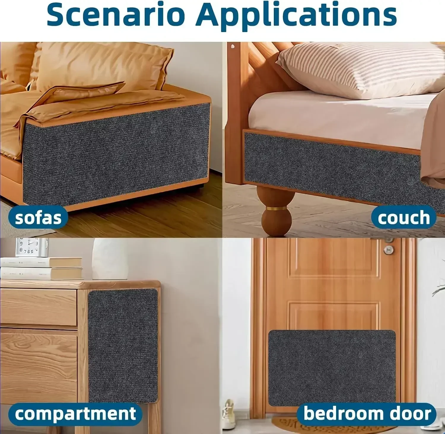 "Alfombra autoadhesiva para rascar gatos: protector de muebles recortable con cinta antiarañazos para paredes, sofá, fácil instalación" - imagen 5