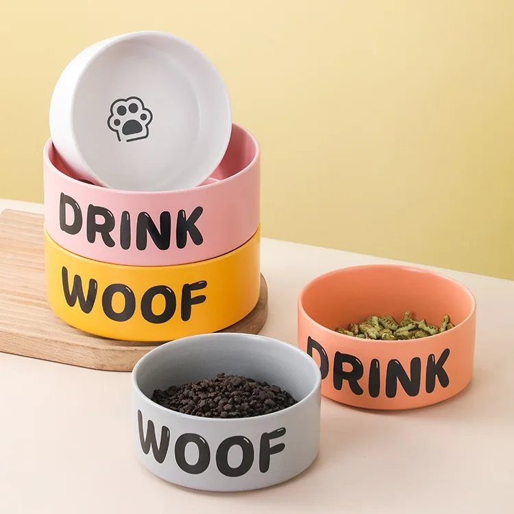 Cuenco de cerámica para gatos a prueba de salpicaduras y punta, plato elevado antiderrames para alimentos y agua, gran capacidad, 800ml, 1400ml, Base estable - imagen 5