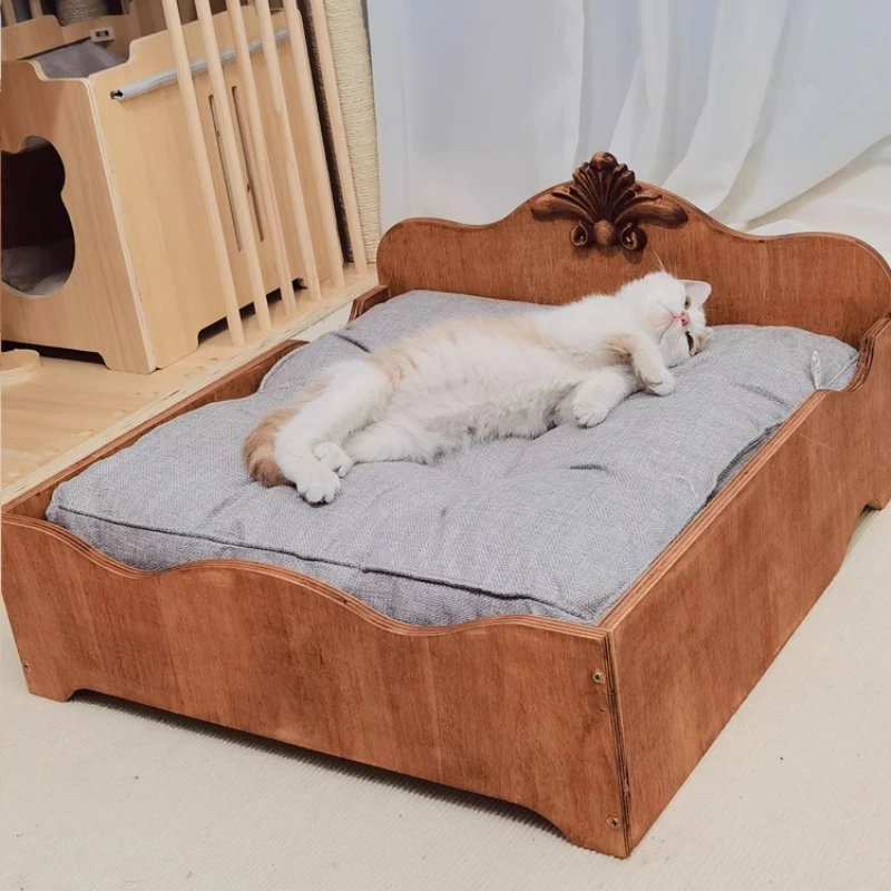Cama de madera maciza para gatos, camas de lujo para cachorros y gatos, muebles para perros pequeños, gatos, camas para gatos, mesa para dormir, suministros de productos Catnap - imagen 3