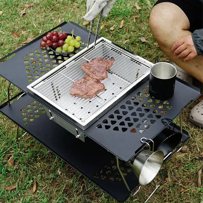 Rejilla para parrilla, rejilla de cocina de alta resistencia, utensilios de cocina multifuncionales para barbacoa, rejilla para parrilla 2 en 1 para mochilero y Picnic - imagen 2